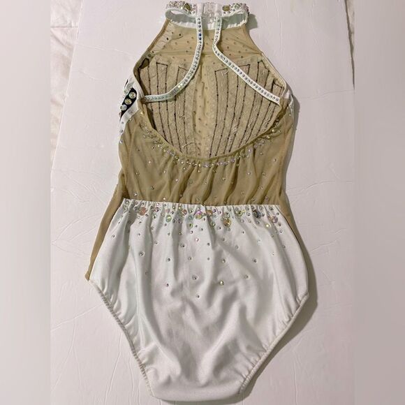 Glamour solo dance costume black white embellished rhinestone leotard SA adult - Picture 5 of 13